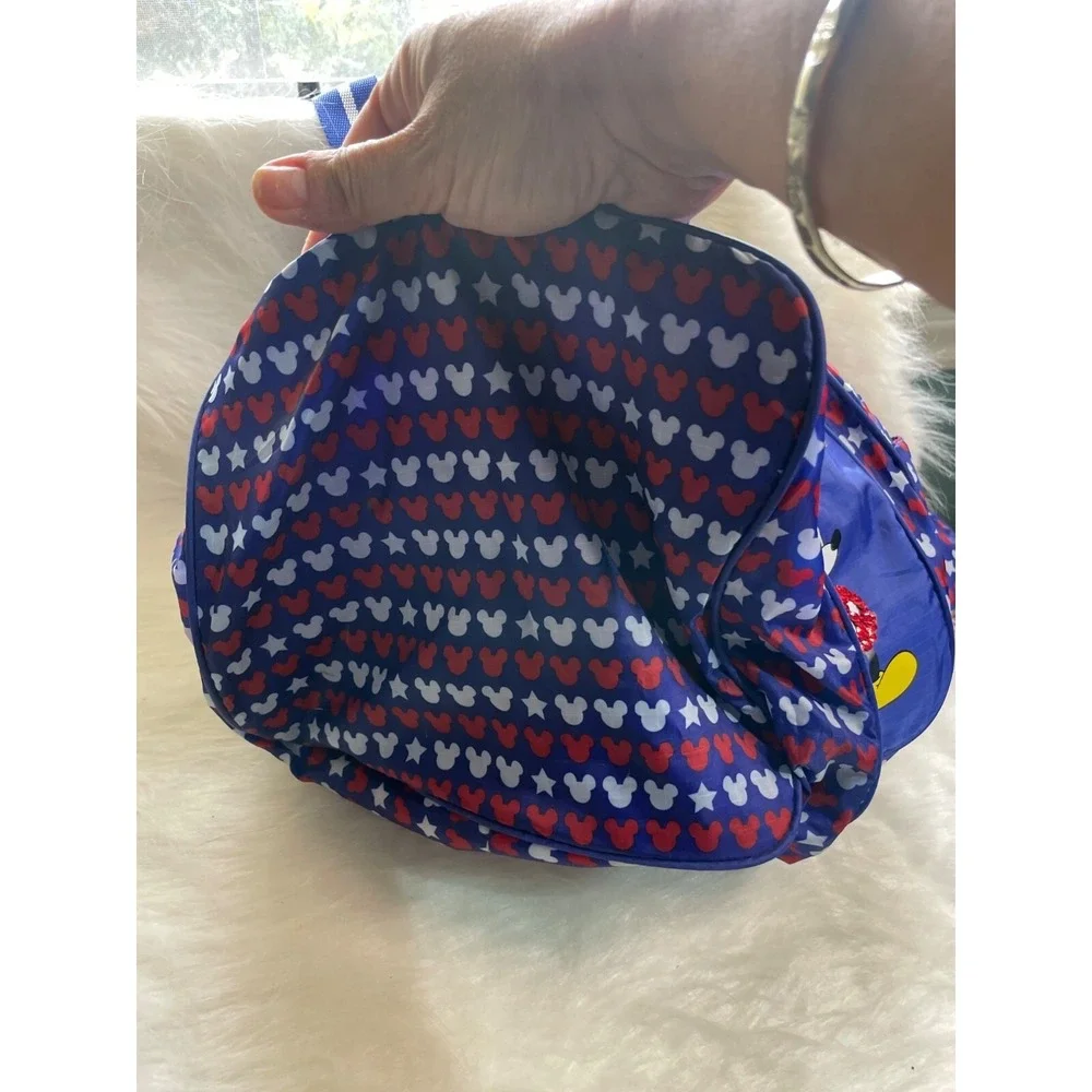 Mickey Mouse Blue & Red Patterned Duffel Bag With Sequins & Stars